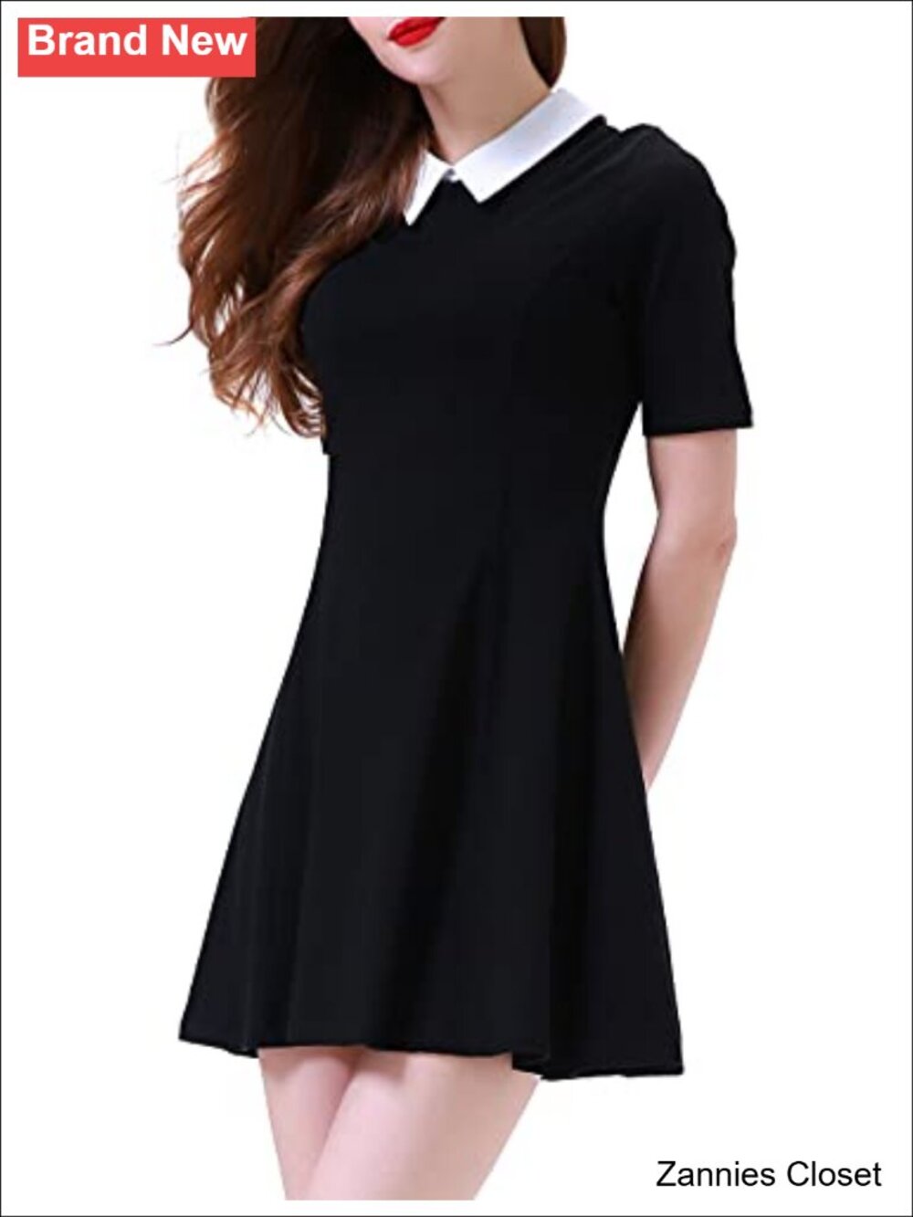 👻 Aphratti Short Sleeve Peter Pan Collar Skater Dress